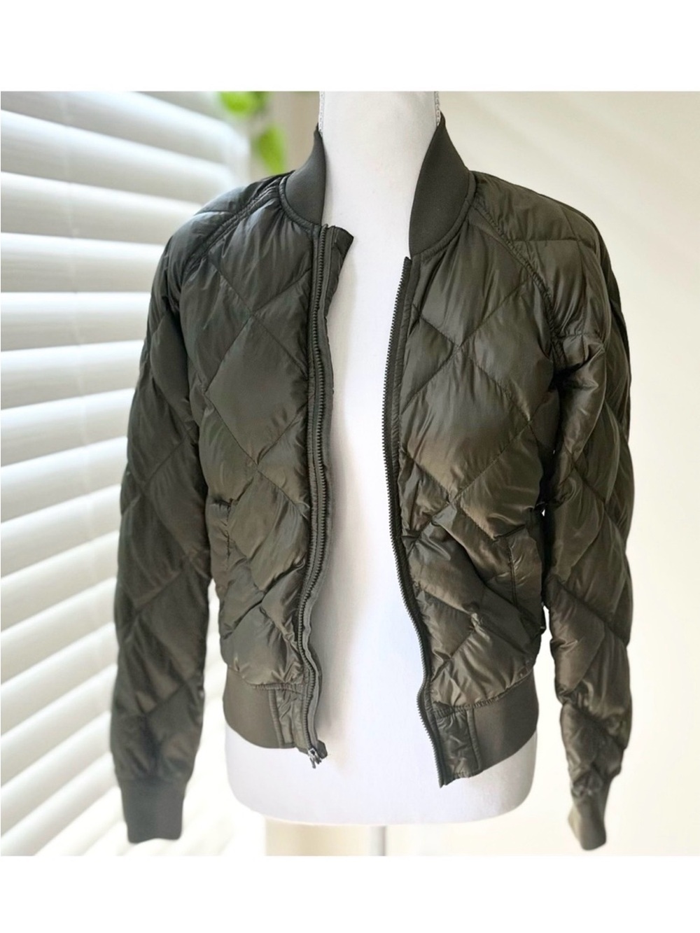 Aritzia Olive Quilted Bomber Jacket - Women's